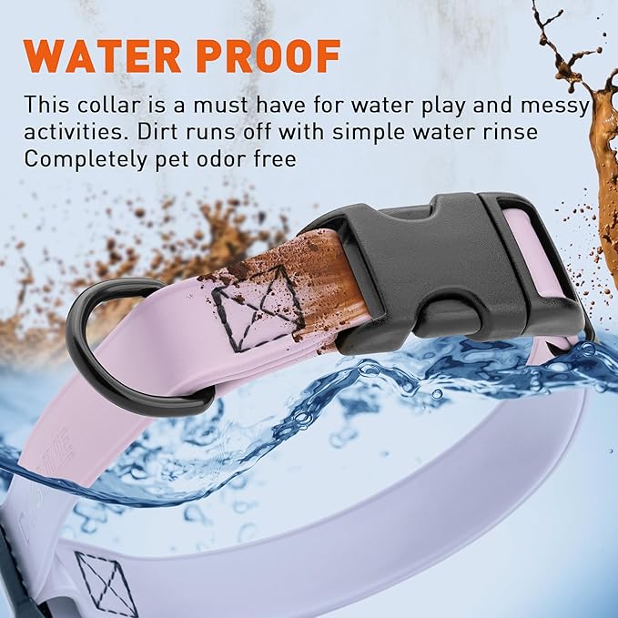 Dogline Biothane Waterproof Dog Collar with Quick Release Buckle Strong Coated Nylon Webbing with Odor- Proof for Easy Care Easy to Clean Fits Small Medium Large Dogs, Lavender 1" W 15-23" L-PurrikoPets
