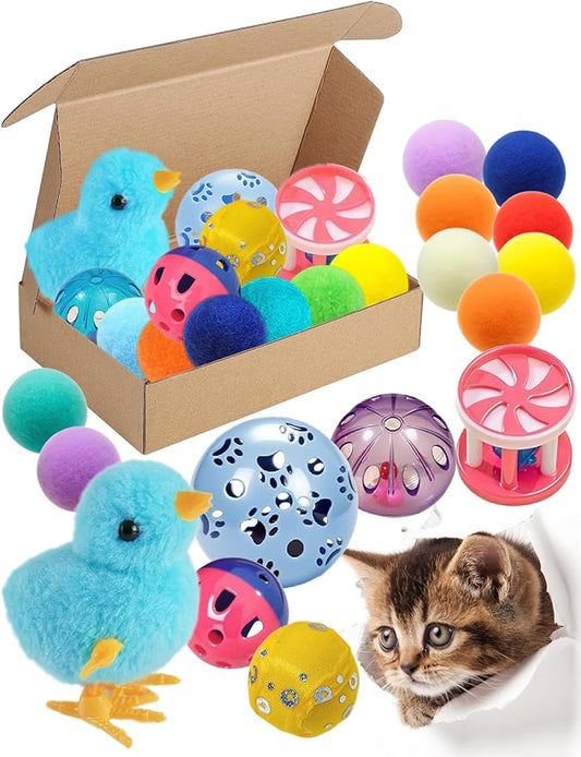 15-Pack Cat Toy Variety for Indoor Cats, Jumping for Joy (1.5'' - 3.7'', Cat Toys Mega Set)-PurrikoPets