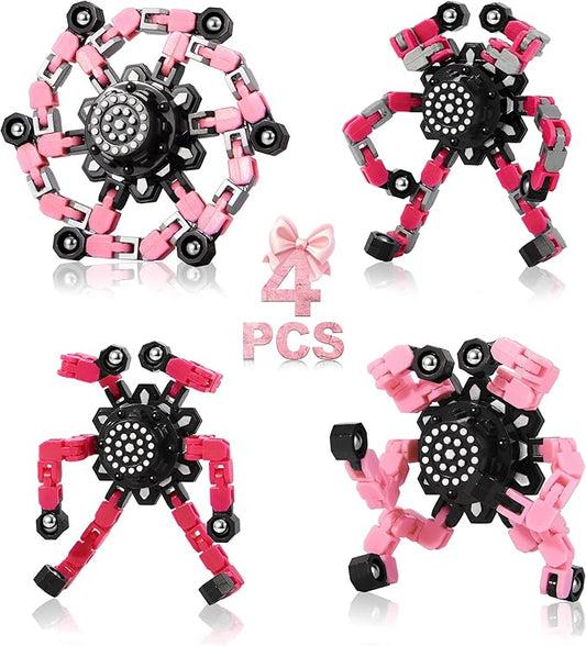 Fidget Toys for Girls, Birthday Gifts for 4 5 6 7 8 9 10 11 12 Year Old Girls Boys, Pink Transformable Fidget Spinners for Kids, Stocking Stuffers for Kids Adults Party Favors Toy-PurrikoPets