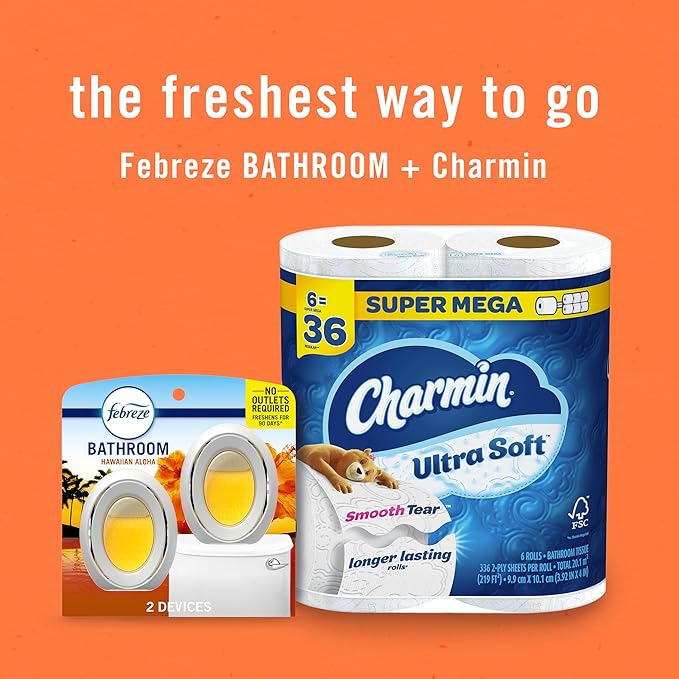 Febreze Small Spaces Air Freshener, Odor-Fighting, Plug In Alternative, Air Fresheners for Home and Bathroom and Kitchen, Closet Air Fresheners, Hawaiian Aloha Scent, 2 Count-PurrikoPets