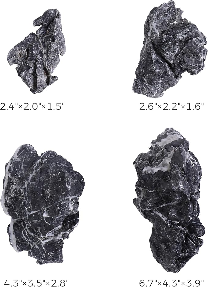 2-6 Inches Natural Seiryu Stone 4 PCS Aquarium Rocks for Aquascaping, Aquarium Landscaping, Terrariums, Fish Tank Decoration, Vivariums, Paludarium, Reptile and Amphibian Enclosures-PurrikoPets