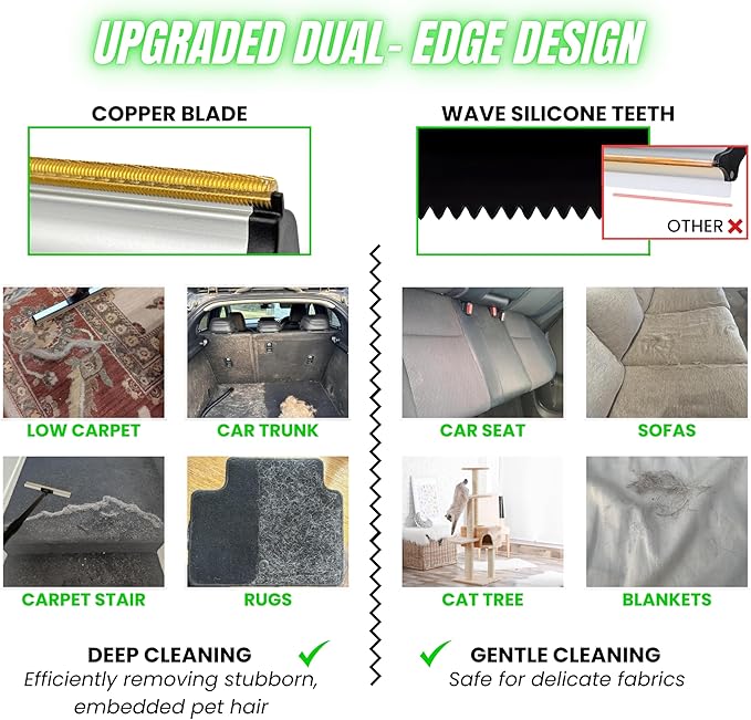 2025 Dual-Edge Carpet Rake for Pet Hair Removal & Fluffing Matted Carpet – 61" Adjustable Handle, Deep Clean Dog & Cat Hair Remover, Reusable Scraper for Rugs, Low Pile Carpet, Couch & Stairs-PurrikoPets