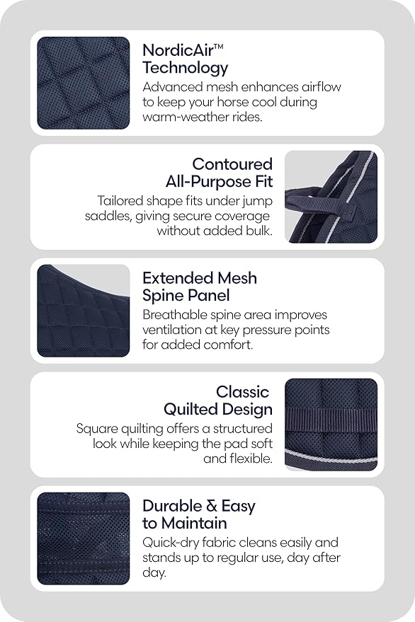 Equinavia Svalbard NordicAir™ Tech All Purpose Saddle Pad | Breathable Micromesh | Contoured Shape-PurrikoPets