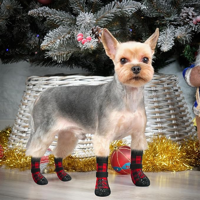EXPAWLORER Anti-Slip Dog Socks-Double Sides Grips Traction Control on Hardwood Floor,Dog Shoes for Hot/Cold Pavement,Best Paw Protector,Prevents Licking,for Puppy Small Medium Large Senior Dogs-PurrikoPets