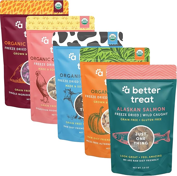 A Better Treat – Organic, Single Ingredient, Freeze Dried Pumpkin, Grass Fed & Finished Beef Liver, Chicken, Sweet Potato, Wild Salmon Dog Treats & Cat Treats | Natural Diabetic Friendly | Made in USA-PurrikoPets