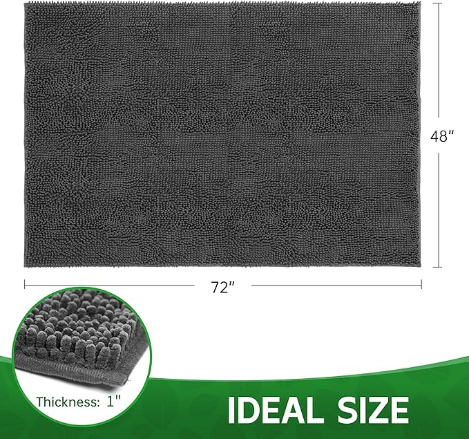 Dog Door Mat Indoor Entrance, 72" x 48" Absorbent Chenille Door Rugs for Entryway Indoor, Non-Slip Dog Mud Mat for Muddy Paws, Soft, Washable-PurrikoPets