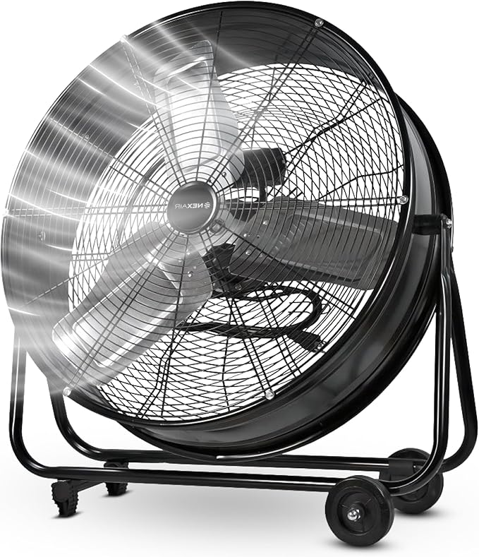 24 Inch High-Velocity Industrial Metal Drum Fan 8,800 CFM, 3-Speed Heavy Duty Floor Fan, 360-Degree Tilt for Commercial, Warehouse, Workshops, Garage, Factory, and Basement with Extreme Power-PurrikoPets