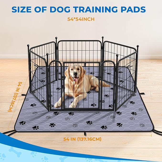 Fostanfly Washable Pee Pads for Dogs, 2 Pack Reusable Super Absorbent Potty Pads, Non-Slip and Leak-Proof 54"x54" for Whelping, Extra Large Potty Training Washable for Puppy-PurrikoPets