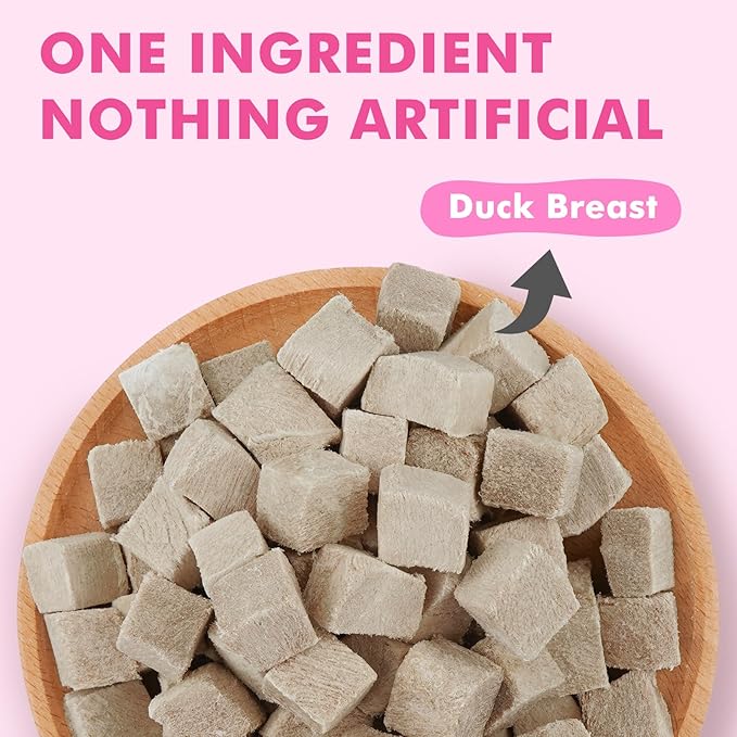 Freeze Dried Cats & Dogs Raw Treats, All Natural Single Ingredient Duck Breast, High Protein Healthy Pet Training Treats or Food Topper, 5.3 oz-PurrikoPets