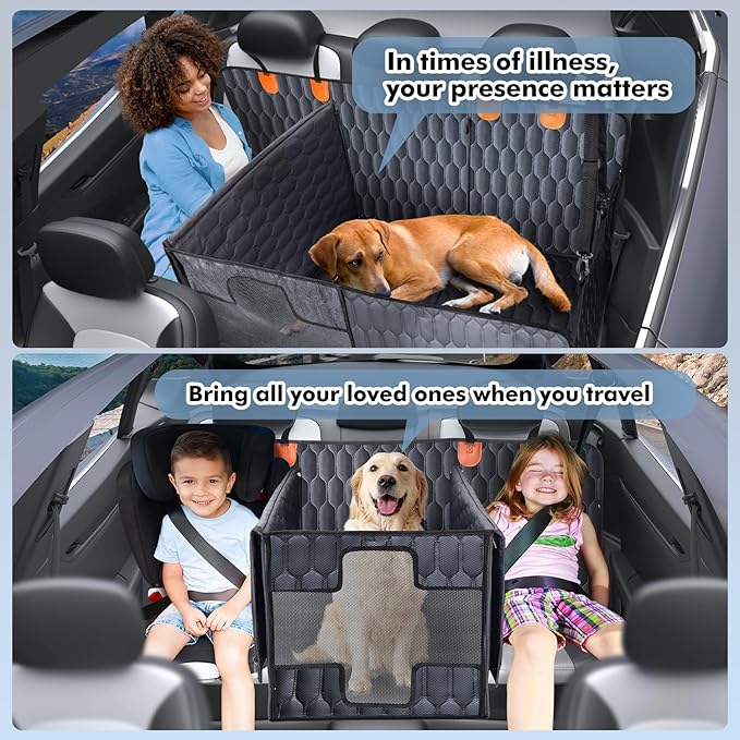 3-in-1 Convertible Dog Car Seat Extender & Booster Seat – 400lb Capacity, Waterproof 600D Oxford with Hard Bottom, Scratch-Proof Hammock for Cars & SUVs-PurrikoPets