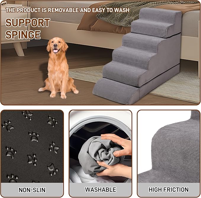 24-30inches High Dog Stairs & Steps for High Beds Tall, LitaiL 29inch 6 Steps Pet Stairs/Steps for High Beds Large Dogs, Non-Slip Dog Ramps for Small Dogs, for Older Cats-PurrikoPets