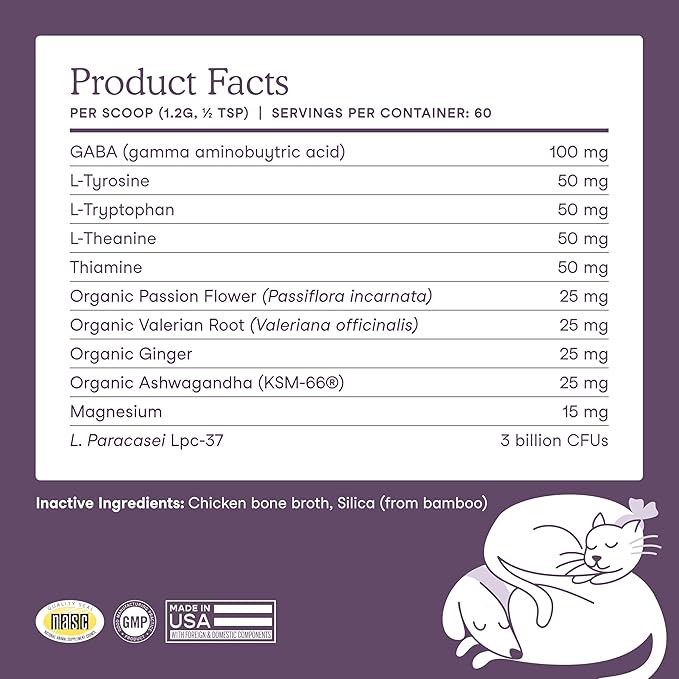 Fera Pets Calming Supplement for Dogs & Cats with Probiotics, L-Theanine, and Ashwagandha - Supports Anxiety Relief - Promotes Relaxation - 60 Scoops-PurrikoPets
