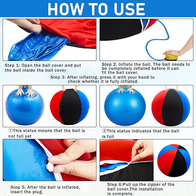 30inch Giant Herding Ball with Cover Anti Burst Ball Please Watch VCR for How to Inflation Horse Toys for Horses Stall Entertainment Play, Pump Included(Stylish)-PurrikoPets
