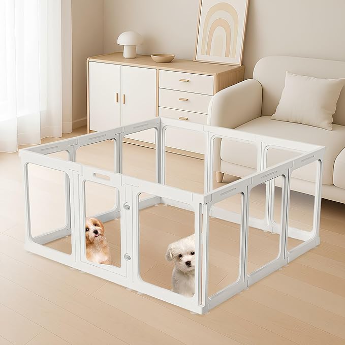 Acrylic Dog PlayPen, Clear Dog Play Pen for Puppy Cat Rabbit, Easy Assemble Pen, Preferable Small Cage, 23.6" H, 12 Pcs-PurrikoPets