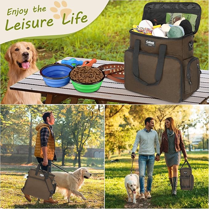 Dog Travel Bag Airline Approved–Pet Travel Tote with Collapsible Bowls,Food Containers & Feeding Mat–Multi-Pocket Organizer for Dogs & Cats, Durable & Water-Resistant for Hiking,Trips,Outdoors-PurrikoPets