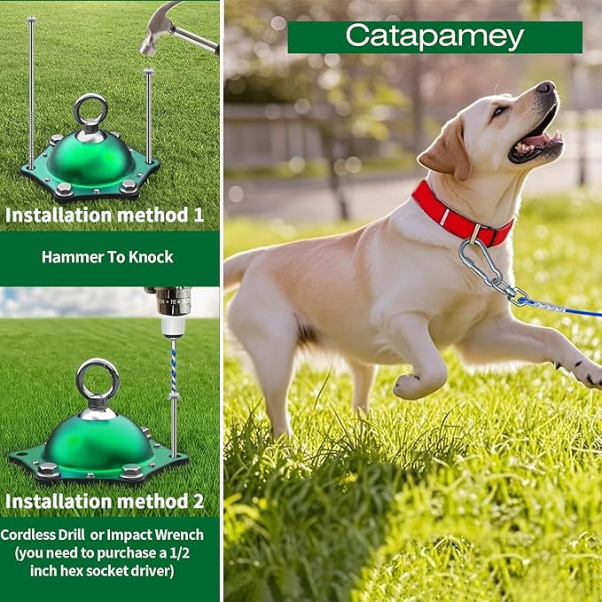 Dog Tie Out Stake,360°Swivel Run Anchors-Dog Runner for Yard Suitable for Large,Weighing Up to 200 LBS-Stake to Tether Long Leash and Cable- Stakes for Outside-PurrikoPets