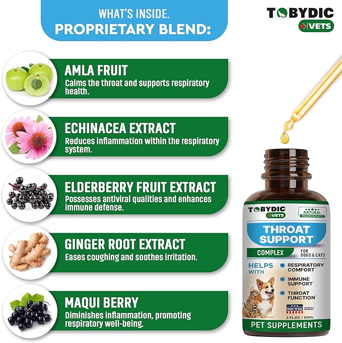 Dry & Wet Kennel Cough Natural Medicine & Relief for Dogs and Cats - Herbal Treatment Support Helps to Soothe Throat & Respiratory Trachea Comfort Supplement for Pets - Made in USA-PurrikoPets