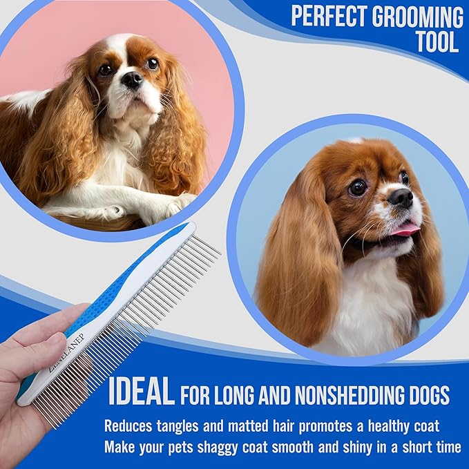 Dog Grooming Comb for Matting – Metal Dematting Comb with Stainless Steel Teeth & Non-Slip Handle (Style 1)-PurrikoPets