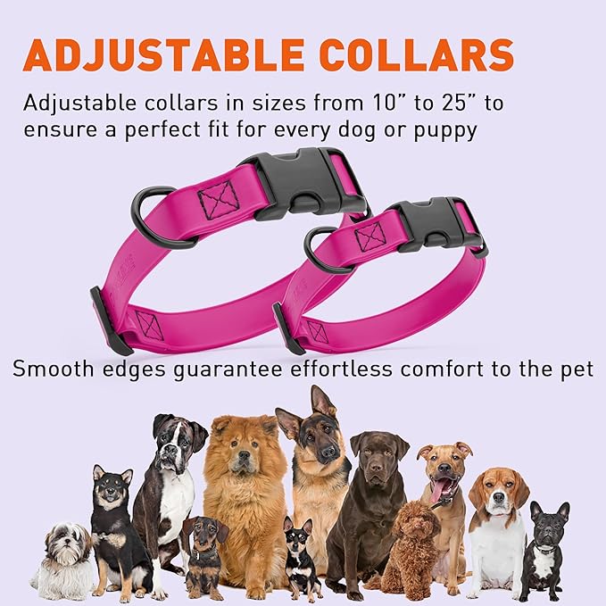 Dogline Biothane Waterproof Dog Collar with Quick Release Buckle Strong Coated Nylon Webbing with Odor- Proof for Easy Care Easy to Clean Fits Small Medium Large Dogs, Magenta Pink 3/4" W 12-19" L-PurrikoPets