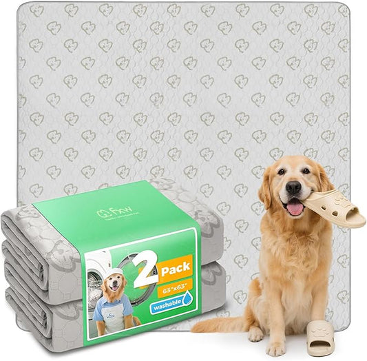 FXW Washable Pee Pads for Dogs, Puppy Pads with Super Absorbent, Specifically Designed for FXW Rollick/Homeplus 24inch 8 Panels Dog Playpen, 63" Square, Khaki, 2 Packs-PurrikoPets