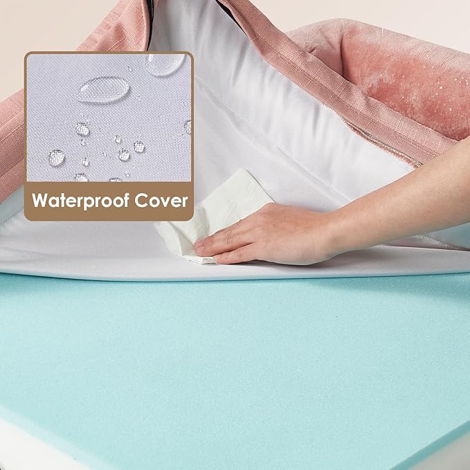 EHEYCIGA Orthopedic Dog Beds for Large Dogs, Waterproof Memory Foam Large Dog Bed with Sides, Non-Slip Bottom and Egg-Crate Foam Pet Couch Bed with Washable Removable Cover, Dusty Pink-PurrikoPets