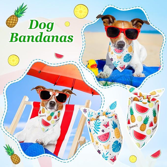 100 Pcs Fruit Dog Bandanas Bulk Summer Bandanas for Dogs Hawaiian Soft Bibs Adjustable Triangle Scarf for Small Medium Large Pet Costume-PurrikoPets
