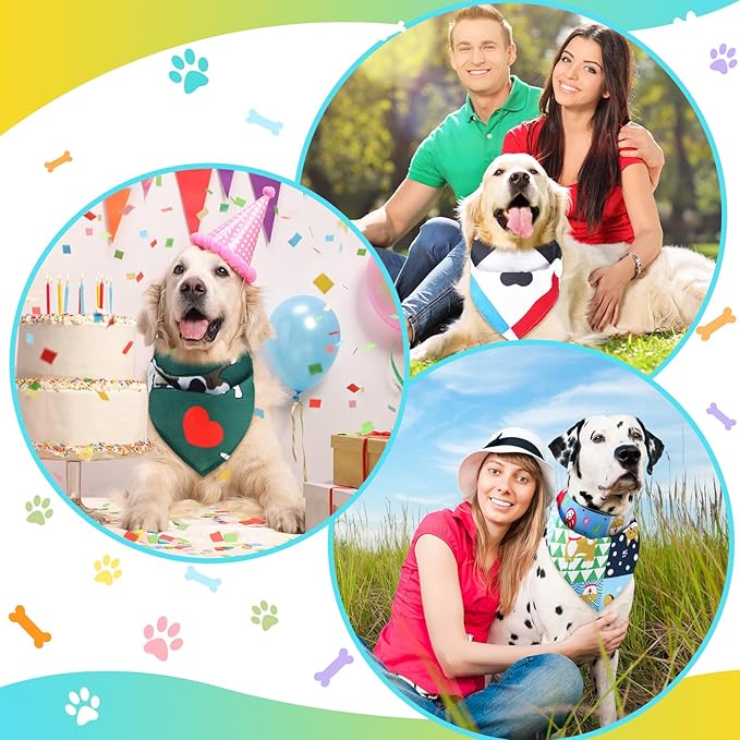100 Pcs Paw Dog Bandanas Bulk Paw XL Pet Bandanas Colorful Triangle Pet Bibs Scarfs for Medium Large Dogs Spring Summer Birthday Holiday Costume Decoration-PurrikoPets