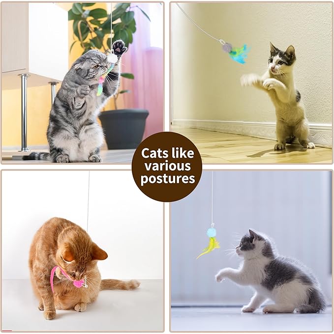 5 Pack Cat Toy Replaceable Feathers for Interactive Cat Toys with Remote Control, Cat Feather Toys Attachments for Indoor Cats Exercise and Play (Not Include Cat Toy, Only Accessories)-PurrikoPets