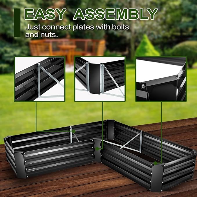 EDOSTORY Raised Bed Garden Bed Kit, 5x5x1ft Galvanized Planter Tall Raised Garden Boxes Outdoor, Large Metal Raised Garden Beds for Vegetables, Flowers, Herbs-PurrikoPets