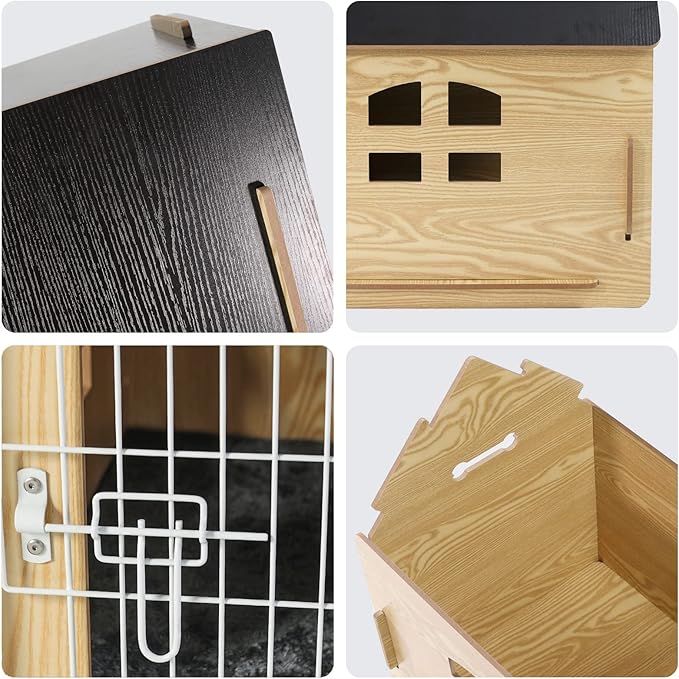 Dog House Indoor for Small Dogs or Cats, Cozy Wooden Design, Small Indoor Bed House, with Air Vents and Elevated Floor Warm Dog Cave-PurrikoPets