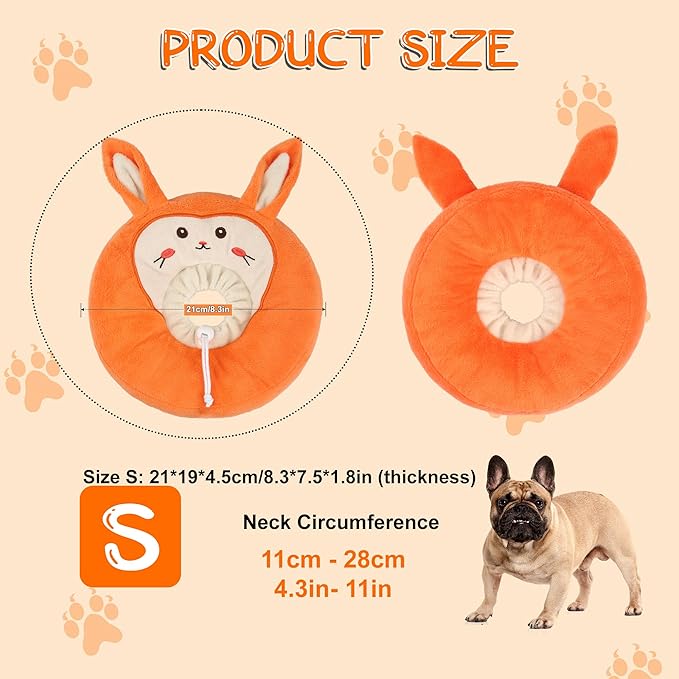 Adjustable Cat Collar Soft to Stop Licking After Surgery for Kitten, Alternative to Cone of Shame, Donut Cone for Cats, Pet Elizabethan Collar (Rabbit, Small)-PurrikoPets