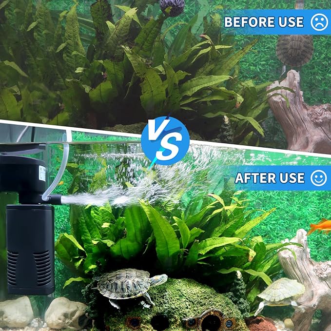Fish Tank Filter for 15-40 Gallon Tank, 160 GPH Crystal Clear Powerful Internal Aquarium Filters Submersible Pump& Filter System for Fish Tank & Turtle Tank-PurrikoPets