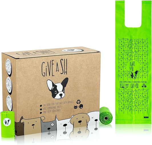 100% Certified Home Compostable Dog Poop Bags with Handles - 10% to Charity - ASTM D6400 & EN 13432 Compliant - 240 x Plant Based X Large Compostable Poop Bags (20 Rolls)-PurrikoPets