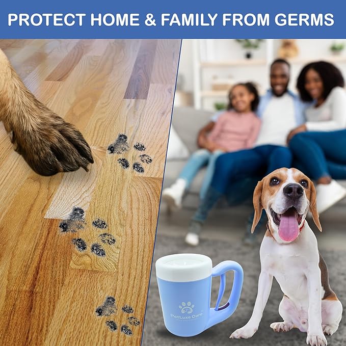 Dog Paw Cleaner for Small & Medium Dogs – Portable Paw Washer Cup with Soft Silicone Brush, Towel & Moisturizing Balm – Gently Cleans Muddy Paws After Walks (Blue, Medium)-PurrikoPets