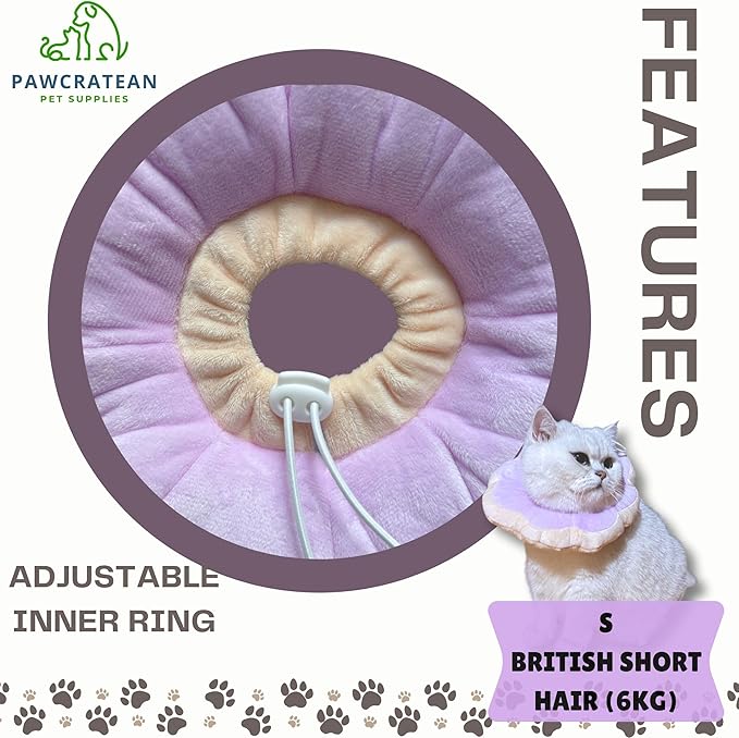 Adjustable Comfy Flower Style Elizabeth Collar for Cats Puppies Soft Recovery Cone Pet Protective Neck Collar (Purple, Small)-PurrikoPets