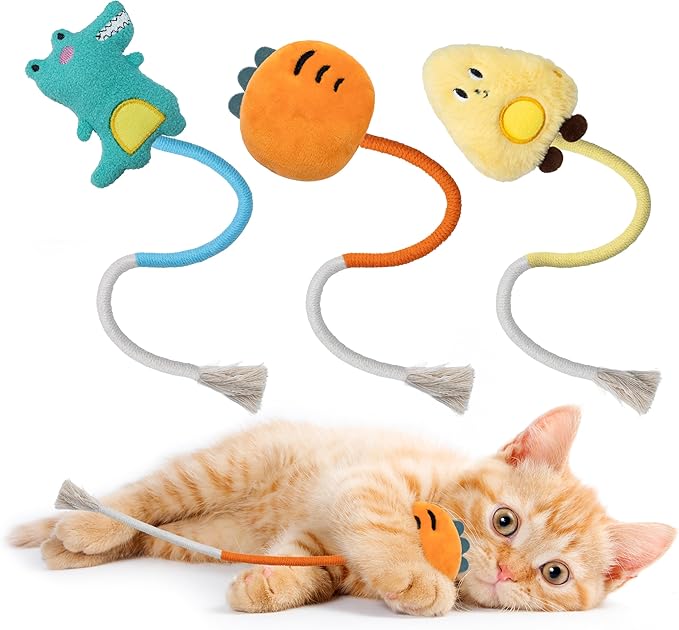 3pcs Safe Cat Rope Toy with Catnip,Teeth Clean Toy for Cat, Cat Chew Toys for Indoor Cat,Kitten Interactive Toys-PurrikoPets