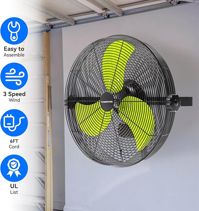 4580 CFM 18 inch High Velocity Wall Mounted Fan, 3-Speed Metal Fan with Sealed Motor, 360 Degree Tliting Heavy Duty Wall Fan for Patio, Barn, Garage, and Gazebo - UL listed-PurrikoPets