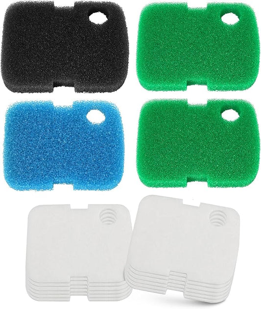 16 PCS Replacement Canister Filter Media Pad Compatible with Penn Plax Cascade 700/1000 CCF2UL/CCF3UL, Aquarium Bio Floss Pads Part, Activated Carbon Sponge Filters Pads for Fish Tank-PurrikoPets