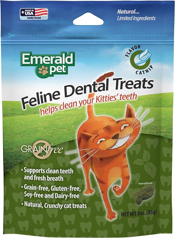 Feline Dental Treats — Tasty and Crunchy Cat Dental Treats Grain Free — Natural Dental Treats to Clean Cat Teeth, Freshen Cat Breath, and Reduce Plaque and Tartar Buildup — Catnip Treats, 3 oz-PurrikoPets