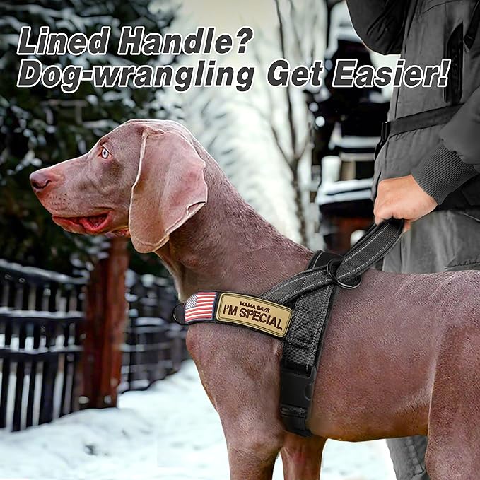 Forestpaw No Pull Dog Harness - Soft Flannel Padded Tactical Dog Vest Harness with Quick Release Buckle, Adjustable Reflective Pet Harness for Large Dogs Walking Training,Black XL-PurrikoPets