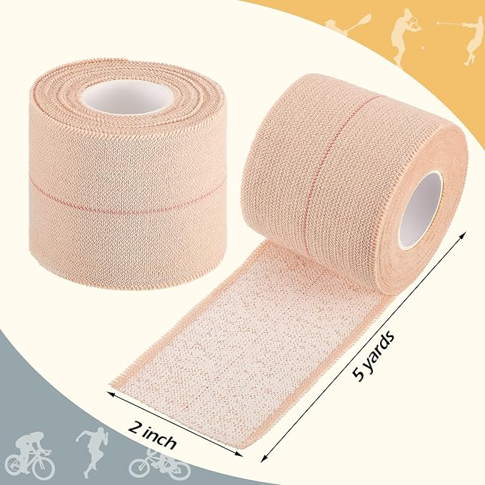 4 Rolls Elastic Tape Adhesive Elastic Tape Self Adhesive Bandage Wrap Flexible Stretch Bandages for Sports Ankle, Knee and Wrist Sprains Animal Pets, 2 Inch x 5 Yard-PurrikoPets
