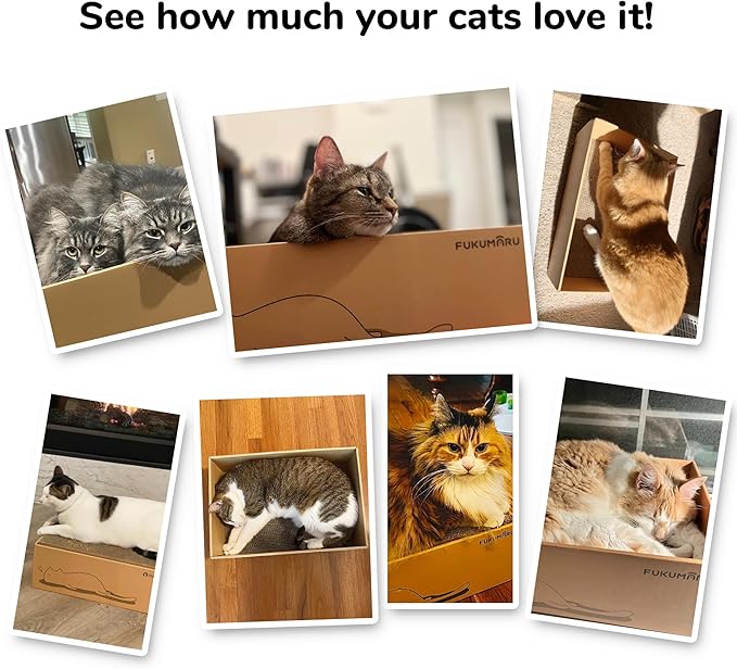 FUKUMARU 5 PCS Cat Scratching Boards, 11.4 Inch Width Ex-Large Cat Scratcher Box, Reversible Cardboard Scratchers for Indoor Cats, Cat Scratch Box for Large, Medium and Small Cats, Protect Furniture-PurrikoPets