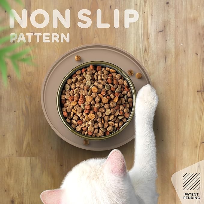 Dog Food Mat Round 10" - Raised Edges Dogs Mat for Food and Water Prevent Spill, Waterproof Cat Food Mats Protect Floors, Easy Clean Dog Bowl Mats for Food and Water, Silicone Pet Feeding Placemats-PurrikoPets