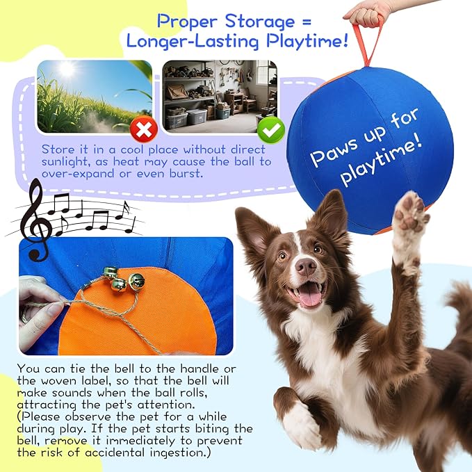 25" Herding Ball for Dogs – Durable Horse Ball Style Dog Toy with Cover – Dog Herding Toy for Outdoor Play, Training & Exercise – Great for Australian Shepherds & Large Breeds-PurrikoPets