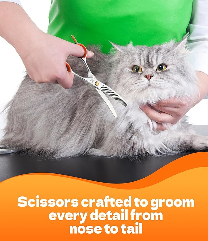 Fenice Peak 6'' Small Curved Thinneing Scissors Lightweight Dog Cat Grooming Scissors with Safety Round Tip JP440C Stainless Steel-PurrikoPets