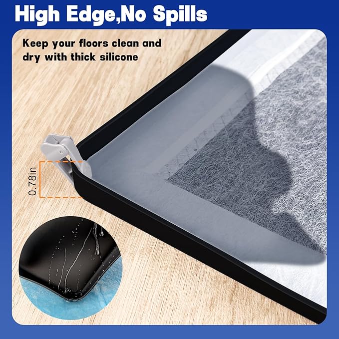 Dog Pee Pad Holder, Puppy Pad Holder Tray for 24'' x 24'' Training Pads, 15pcs Dog Potty Tray Set Include High Edge Silicone Mat & 6 Activated Charcoal Disposable Puppy Pads & 8 Holder Clamps-PurrikoPets