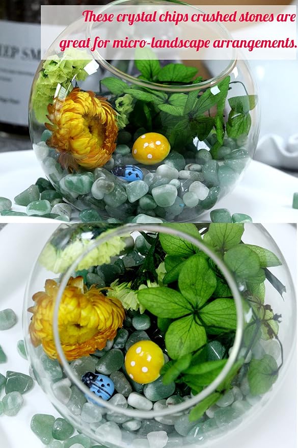 1lb Green Aventurine Aquarium Gravel Rocks Natural Tumbled Healing Crystal Chips Bulk Gemstones Crushed Stones for Fountain Vase Filler Planters Decorative Fish Tank Potted Reiki Energy Balancing-PurrikoPets