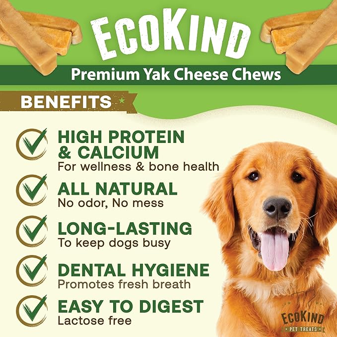 EcoKind Premium Gold Monster Yak Cheese Himalayan Dog Chew, Dog Treats Large Breed, All Natural, High Protein, for Aggressive Chewers, XL - 1 Chew-PurrikoPets