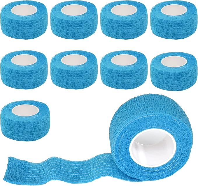 9 Pack 1" x 5 Yards Self Adhesive Bandage Wrap Self Stick Wrap for Ankle, Wrist, Finger, Sports, Breathable Cohesive Vet Tape for Pets (Light Blue)-PurrikoPets
