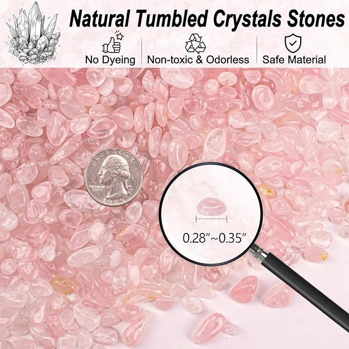3 Lb Rosy Pink Stones Aquarium Gravel Rocks, Tumbled Chips Crushed Crystal Quartz Healing Stones for Garden|Vase Filler|Fish Turtle Tank Decorations-PurrikoPets